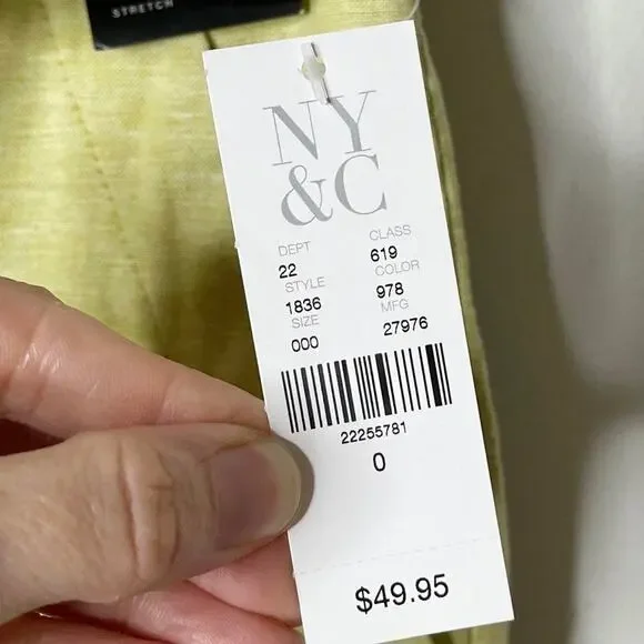 7th Avenue New York & Co Women's Shorts 0 Linen Bermuda Green Modern Fit Belted - Picture 7 of 11